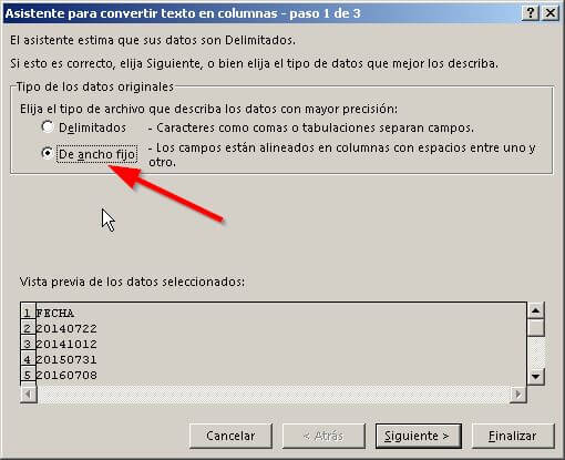 configurar texto ancho fijo