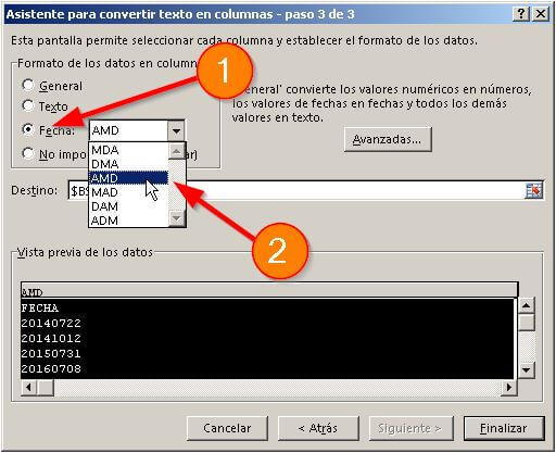 convertir texto a fecha